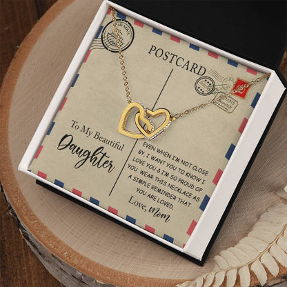 Gift For Daughter A Postcard Card Interlocking Hearts Necklace