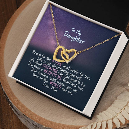 Daughter Reach For The Stars - Hearts Necklace Interlocking Hearts Necklace