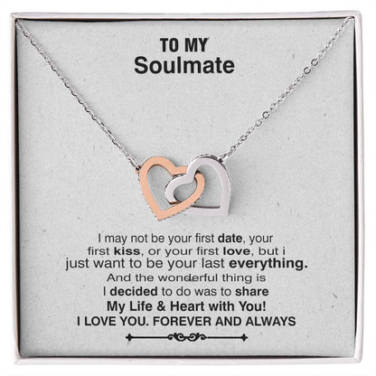 To My Wife Necklace - I May Not Be Your First Date Your First Kiss Or Your First Love Interlocking Hearts Necklace