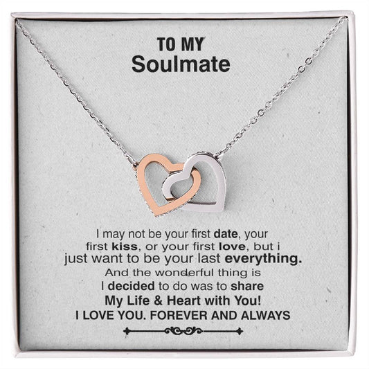 To My Wife Necklace - I May Not Be Your First Date Your First Kiss Or Your First Love Interlocking Hearts Necklace
