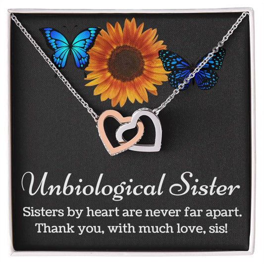 Unbiological Sister Necklace Interlocking Hearts Necklace