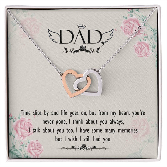 Dad - From My Heart You Are Never Gone - Necklace Interlocking Hearts Necklace