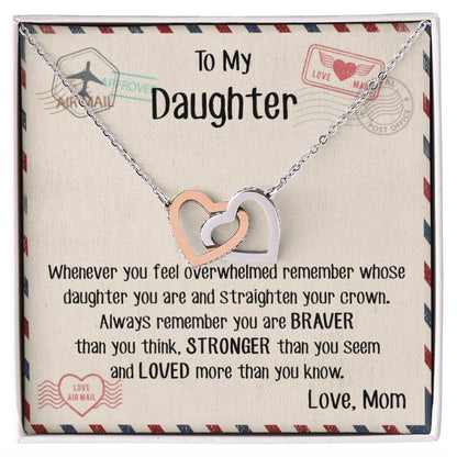Daughter - Mom Gift Interlocking Hearts Necklace