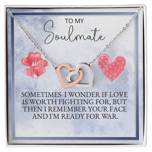 Valentine'S Special To My Soulmate Necklace Interlocking Hearts Necklace
