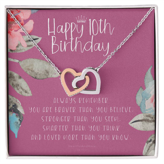10Th Birthday Gift For Girl Birthday Gift For 10 Year Old Tenth Birthday Birthday Gift Little Girl Personalized Necklace Heart Necklace Interlocking Hearts Necklace