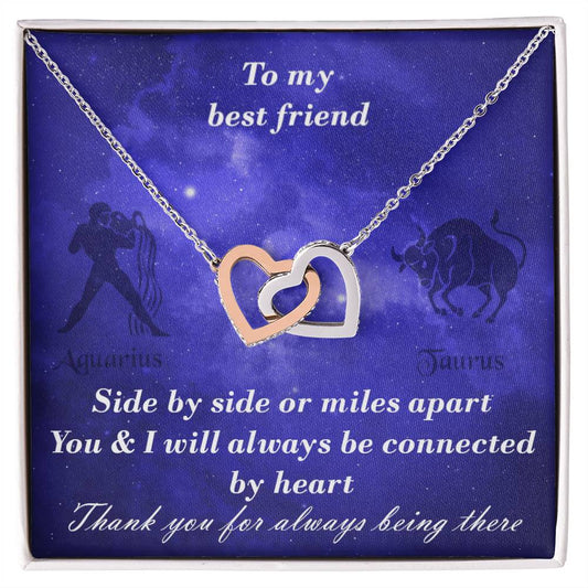 Aquarius To Taurus Best Friend Interlocked Hearts Necklace Interlocking Hearts Necklace