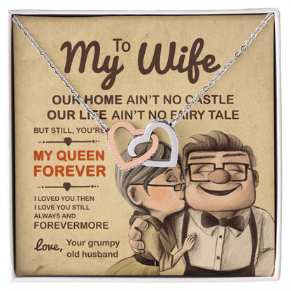 To My Wife Necklace My Queen Forever Interlocking Hearts Necklace