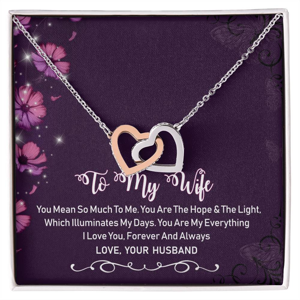 To My Wife Interlocking Hearts Necklace Message Card