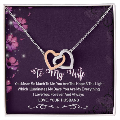 To My Wife Interlocking Hearts Necklace Message Card