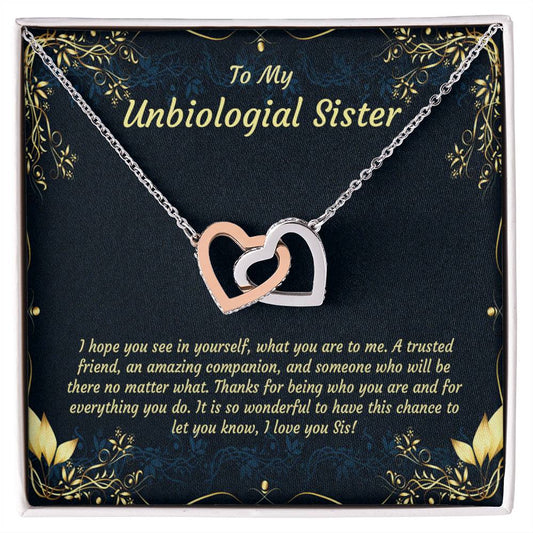 Unbiological Sister Necklace Soul Sister Sorority Sister Sister In Law Necklace Step Sister Gift Tribe Necklace Sister Necklace Interlocking Hearts Necklace