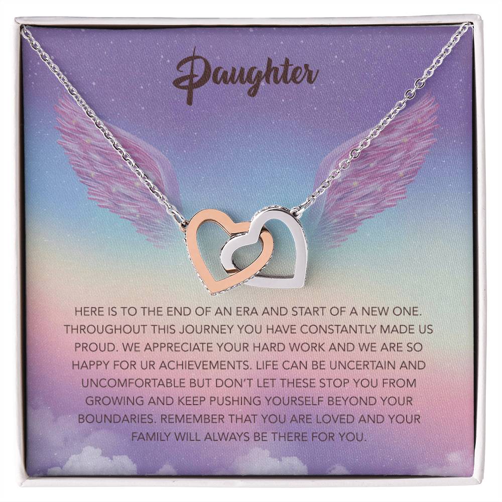 Wings To My Daughter Interlocking Hearts Necklace