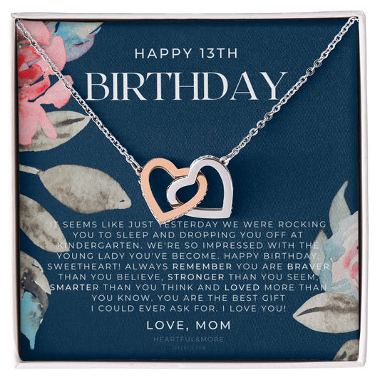 Gift For 13 Year Old Girl Gifts 13Th Birthday Girl 13Th Birthday Gift Thirteenth Birthday Necklace Teen Birthday Gift Official Teenager Interlocking Hearts Necklace