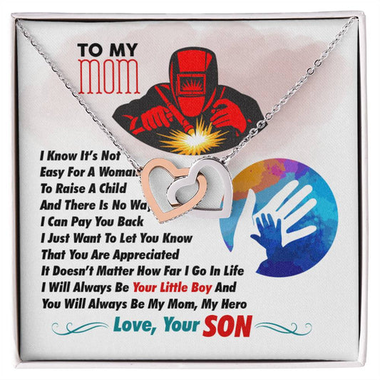 Welder'S Mom - Interlocking Heart Necklace Interlocking Hearts Necklace