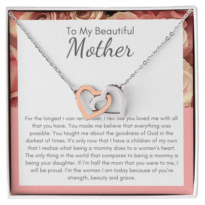 A Beautiful Gift For My Beatiful Mother Interlocking Hearts Necklace