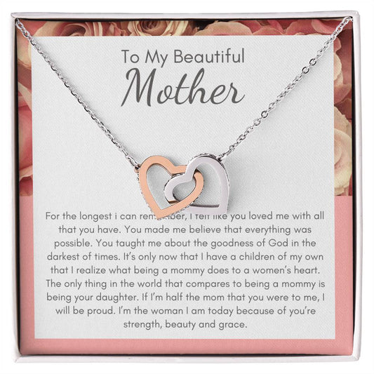 A Beautiful Gift For My Beatiful Mother Interlocking Hearts Necklace