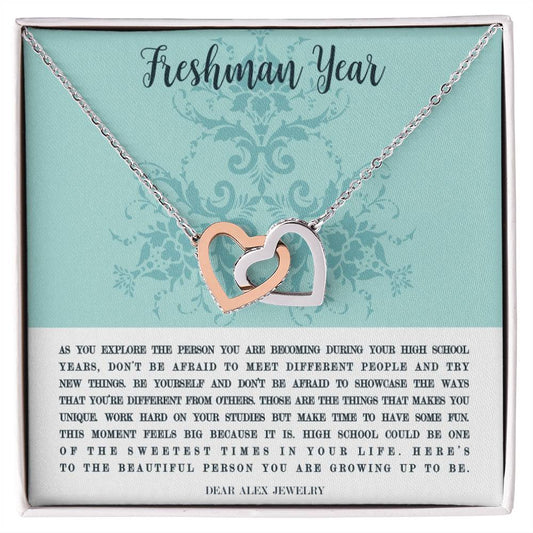 Freshman Year Uniquely You Necklace Interlocking Hearts Necklace