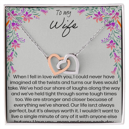 To My Wife When I Fell In Love With You - Lily Interlocking Hearts Necklace
