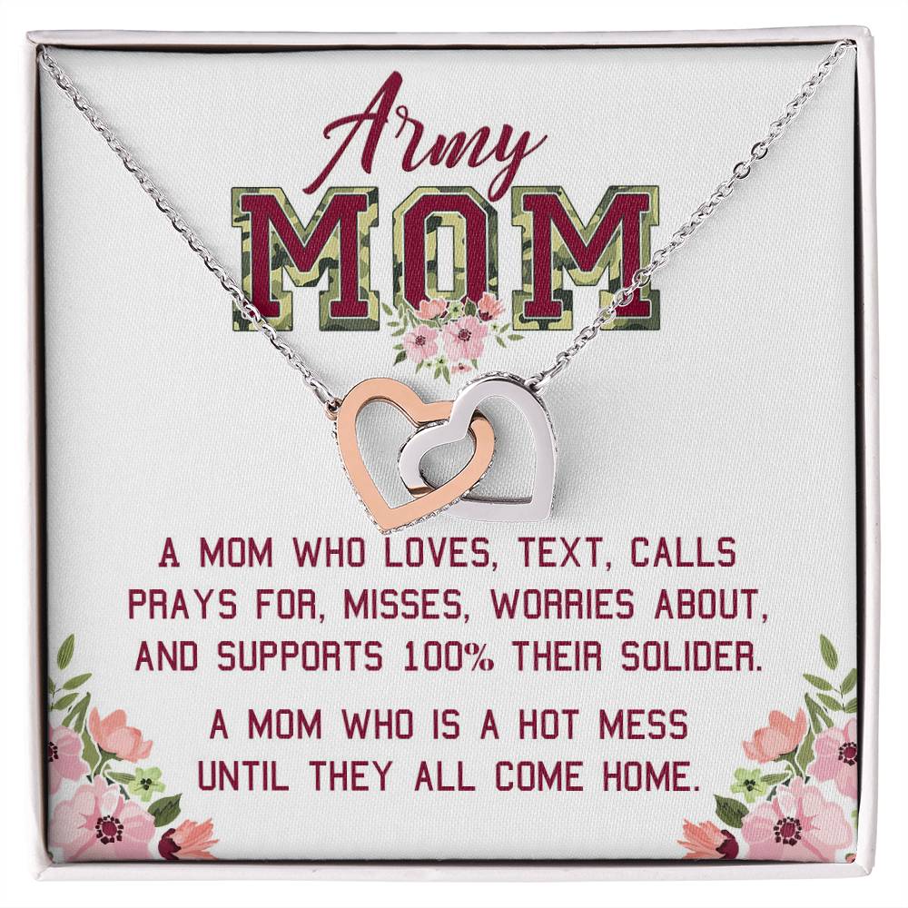 Gift For Army Mom - A Hot Mess - The Interlocking Heart Necklace Interlocking Hearts Necklace