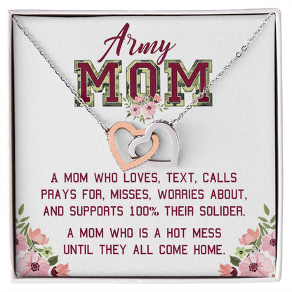 Gift For Army Mom - A Hot Mess - The Interlocking Heart Necklace Interlocking Hearts Necklace