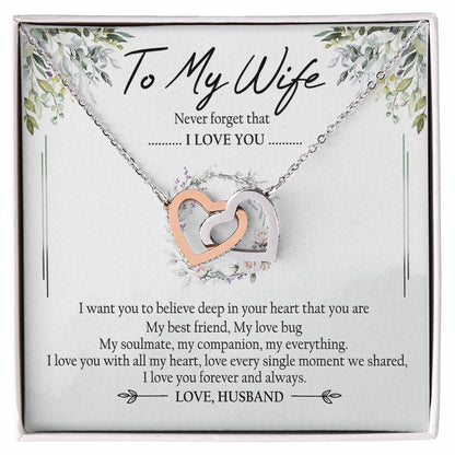 To My Wife My Best Friend Interlocking Hearts Necklace Mother'S Day Message Card