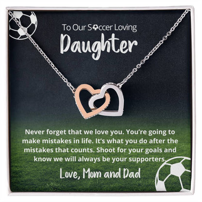 We Love You Shoot For Goals Necklace Interlocking Hearts Necklace