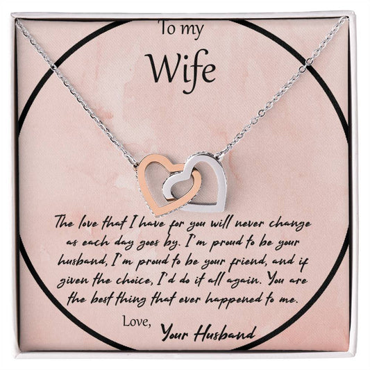 To My Wife The Love That I Have For You - Pink Interlocking Hearts Necklace