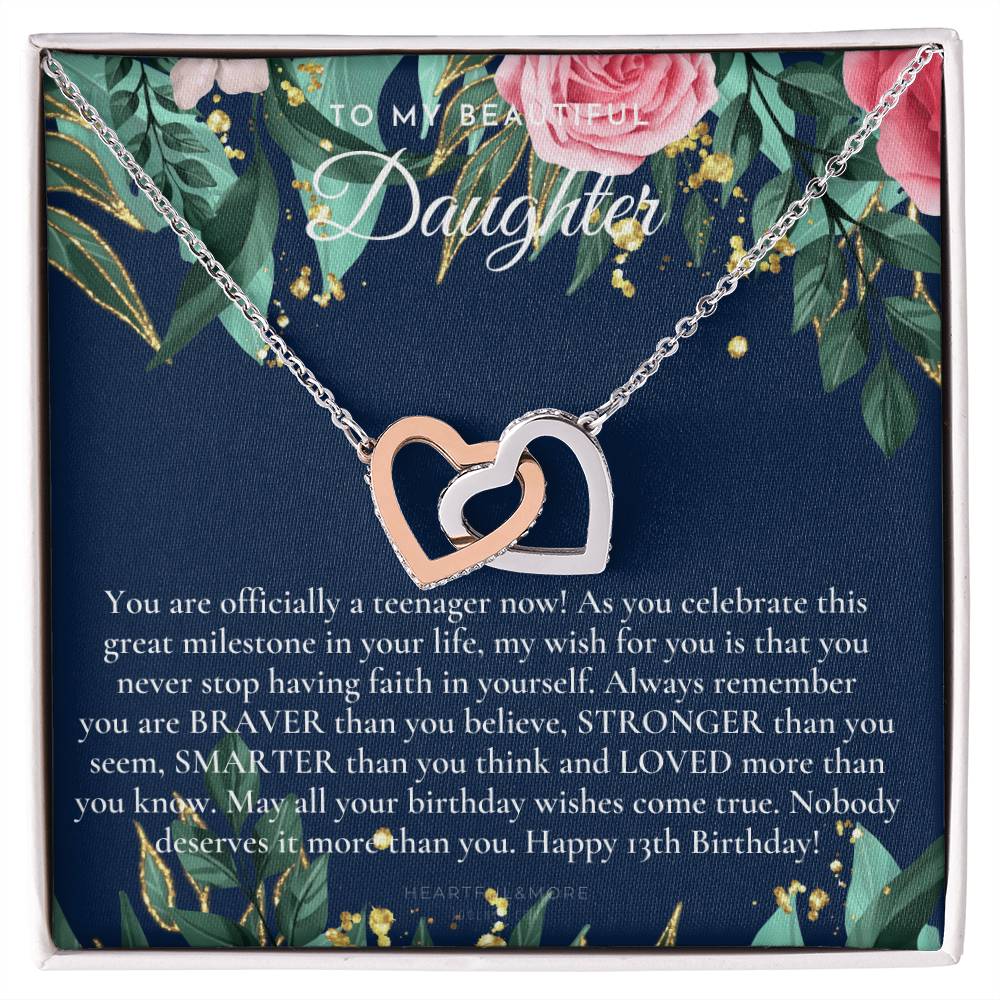 Gift For 13 Year Old Girl Gifts 13Th Birthday Girl 13Th Birthday Gift Thirteenth Birthday Necklace Teen Birthday Gift Official Teenager Interlocking Hearts Necklace