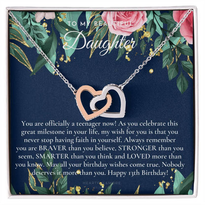 Gift For 13 Year Old Girl Gifts 13Th Birthday Girl 13Th Birthday Gift Thirteenth Birthday Necklace Teen Birthday Gift Official Teenager Interlocking Hearts Necklace