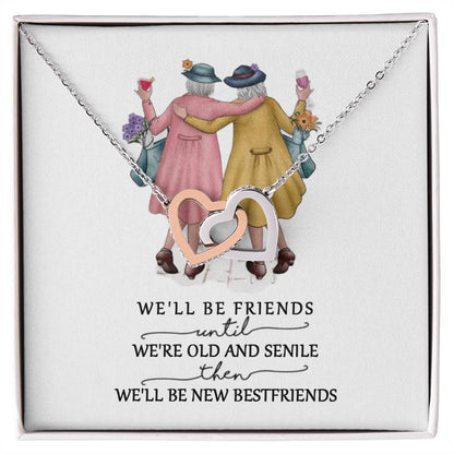 Friendship Interlocking Hearts Necklace - Friends Forever - F02