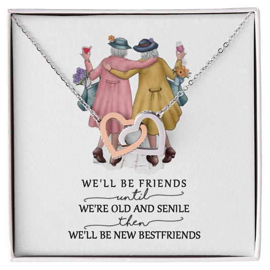 Friendship Interlocking Hearts Necklace - Friends Forever - F02