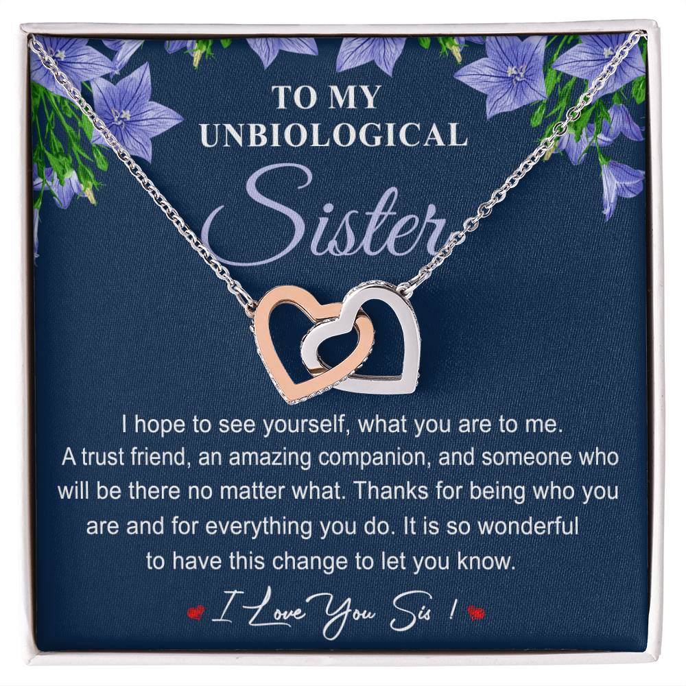 Collection Unbiological Sister - Love You Sis ! Interlocking Hearts Necklace