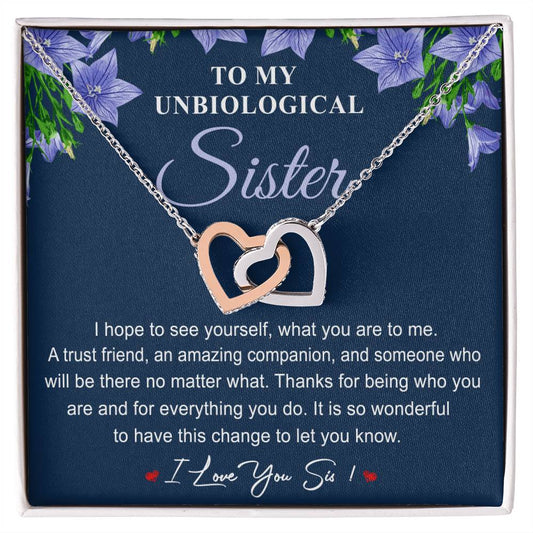 Collection Unbiological Sister - Love You Sis ! Interlocking Hearts Necklace