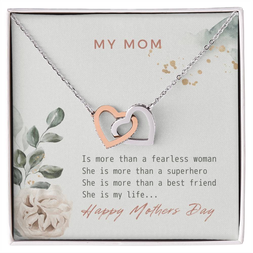 Double Heart - My Mom Is My Life Interlocking Hearts Necklace