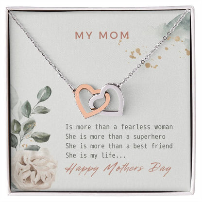 Double Heart - My Mom Is My Life Interlocking Hearts Necklace