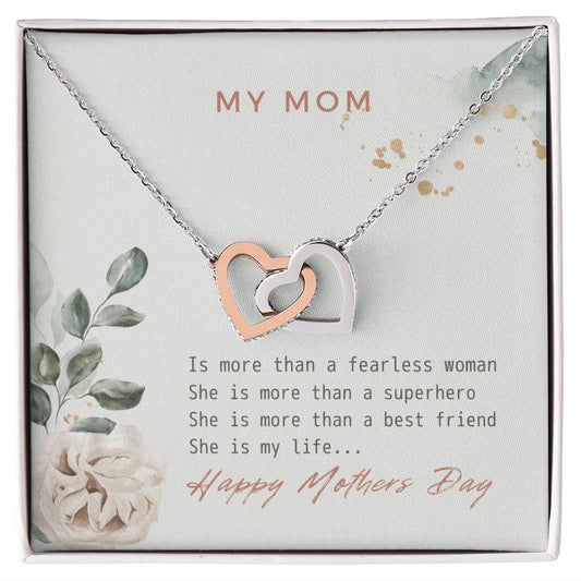 Double Heart - My Mom Is My Life Interlocking Hearts Necklace