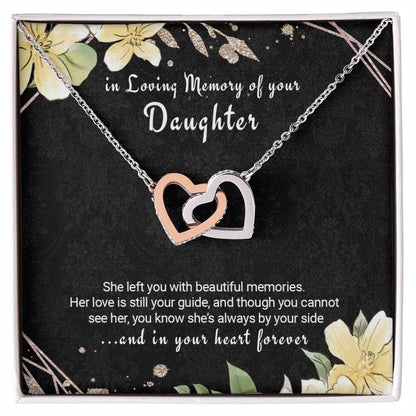 Bereavement Necklace For Loss Of Daughter Sympathy Gift Interlocking Hearts Necklace