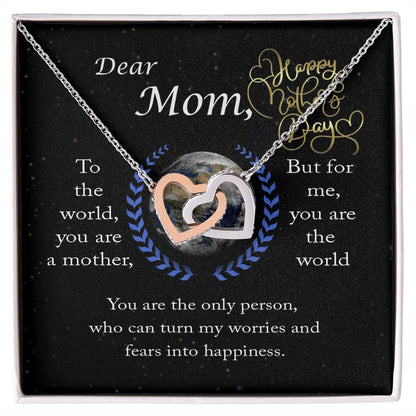 Dear Mom You Are The World Two Hearts Necklace Interlocking Hearts Necklace