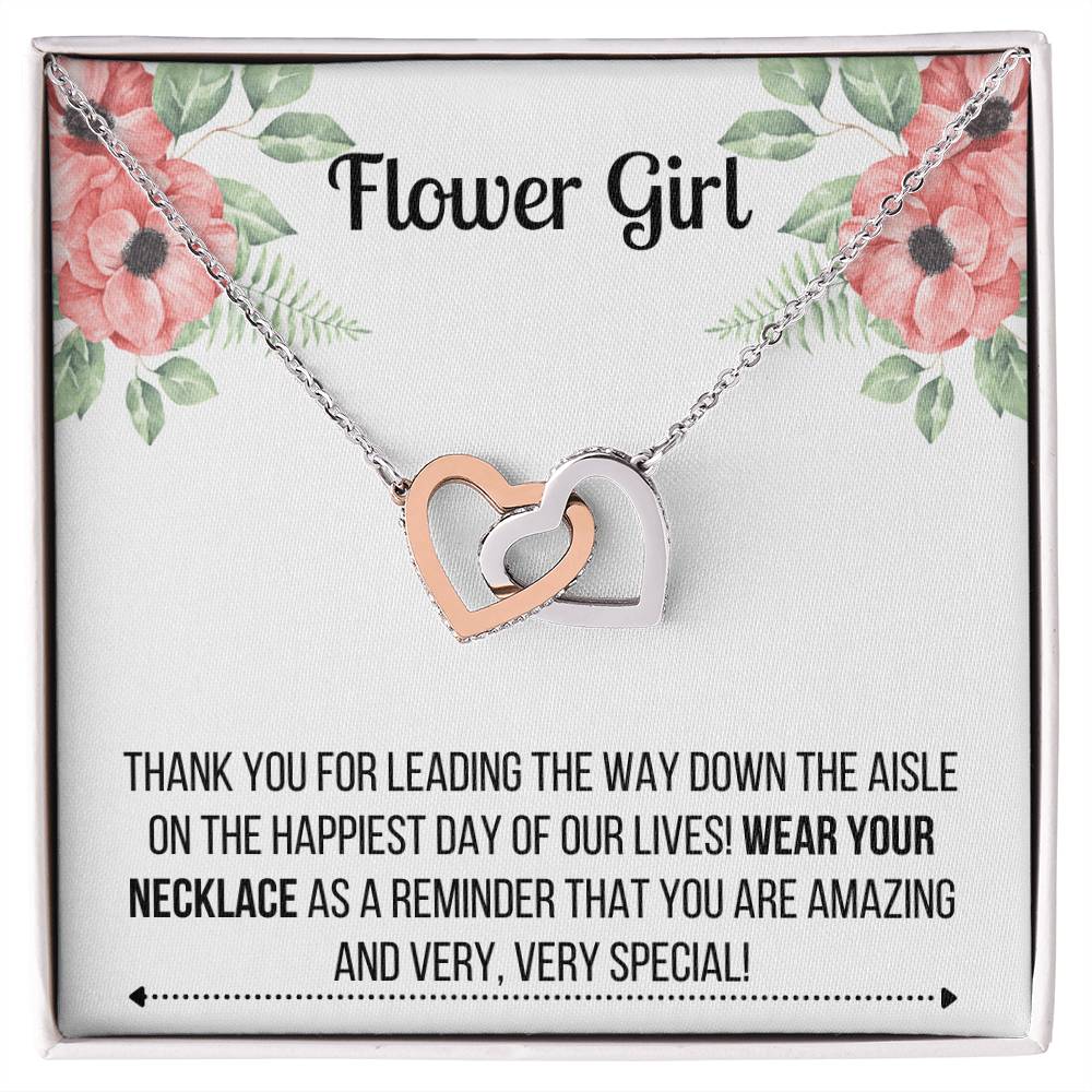 Flower Girl Necklace - Bridesmaid Necklace Interlocking Hearts Necklace