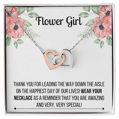 Flower Girl Necklace - Bridesmaid Necklace Interlocking Hearts Necklace
