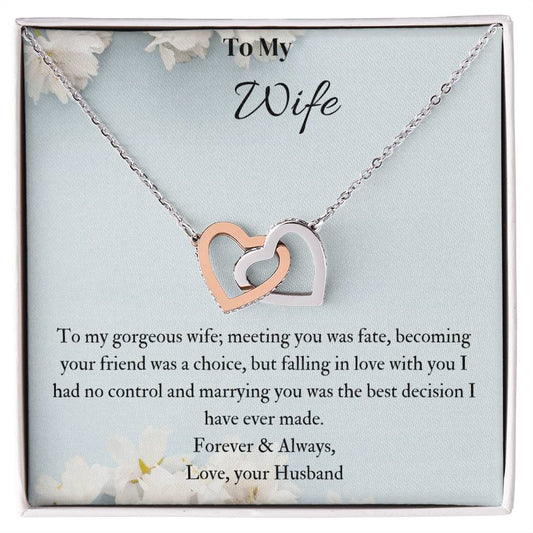 To My Wife Interlocking Hearts Necklace