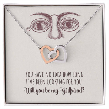 Will You Be My Girlfriend Gift Girlfriend Proposal Idea Interlocking Hearts Necklace