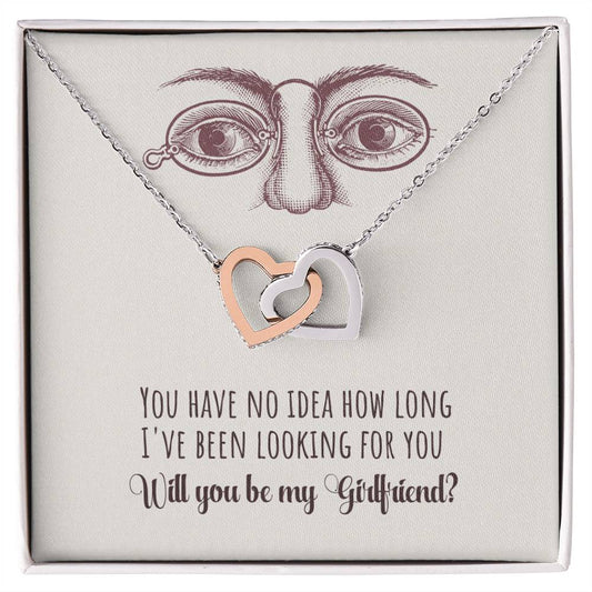 Will You Be My Girlfriend Gift Girlfriend Proposal Idea Interlocking Hearts Necklace