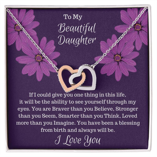 Gift For Daughter - If I Could Give You One Thing. Interlocked Hearts Interlocking Hearts Necklace