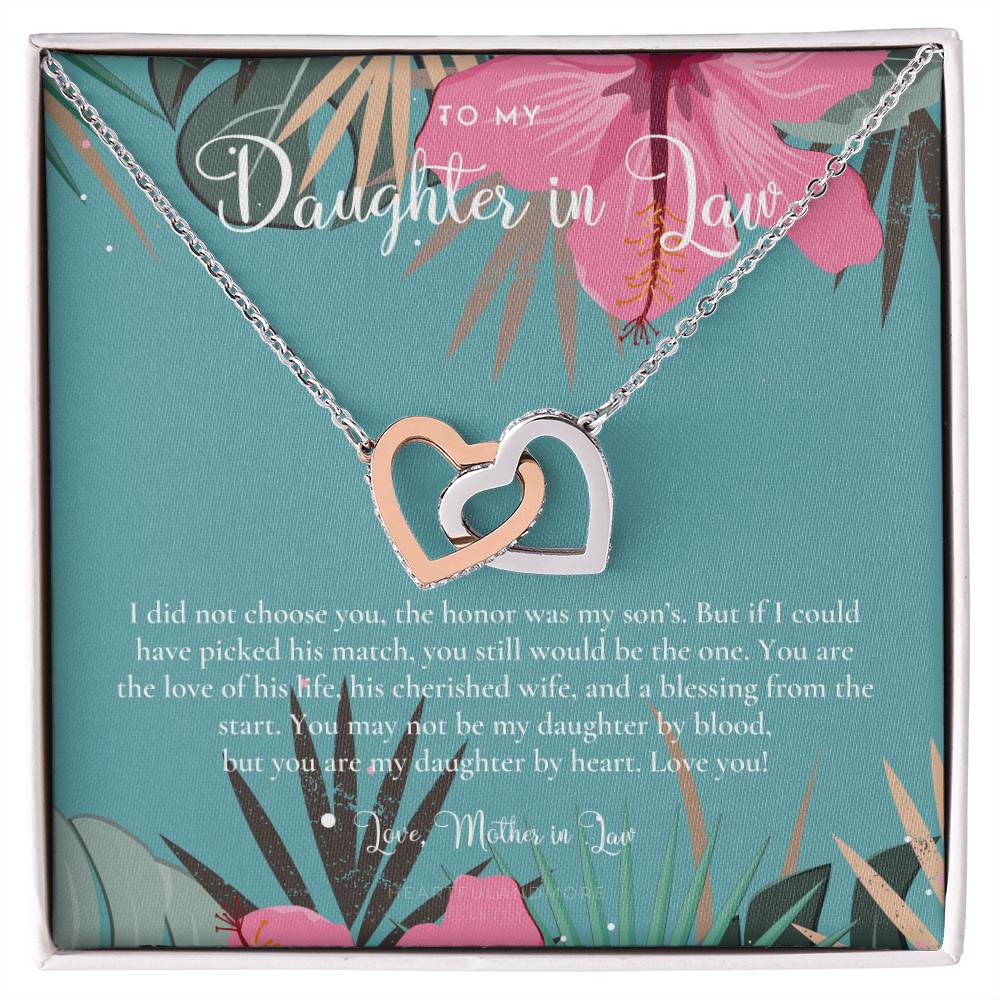 Daughter-In-Law Gift Necklace Wedding Gift Jewelry From Mother-In Law Gift For Bride Daughter-In-Heart Interlocking Hearts Necklace