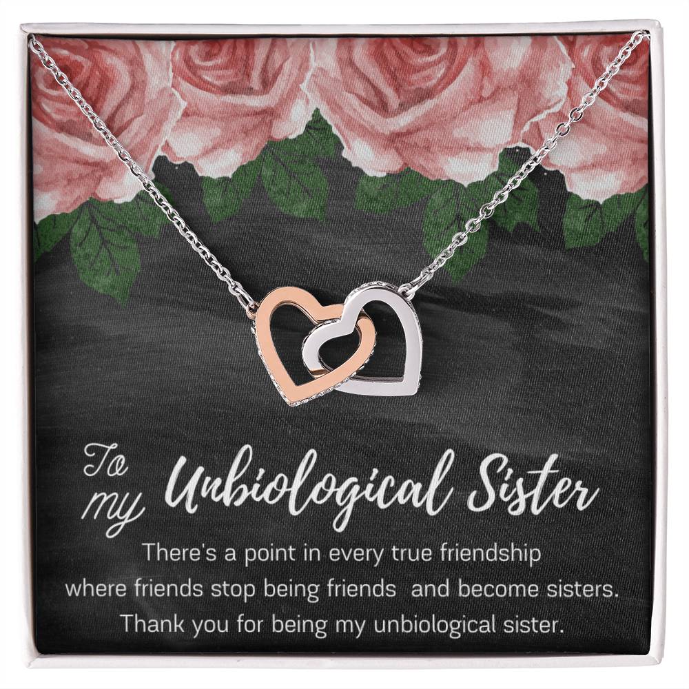 Unbiological Sister Gift Best Friend Necklace Big Little Sorority Soul Sister Bridesmaid Gift Worth It Gift Interlocking Hearts Necklace