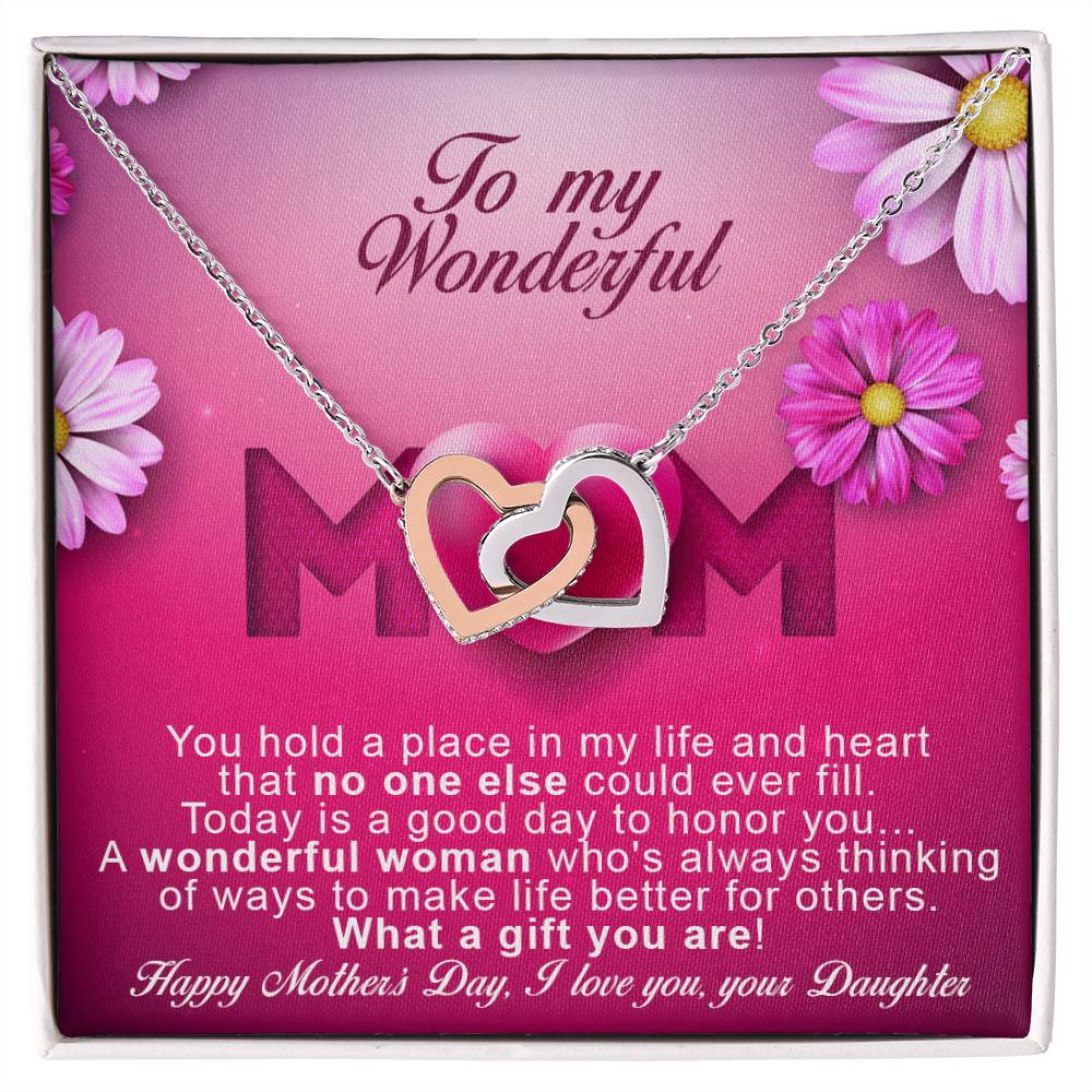 Daughters ! Perfect Mother'S Day Necklace Gift Interlocking Hearts Necklace