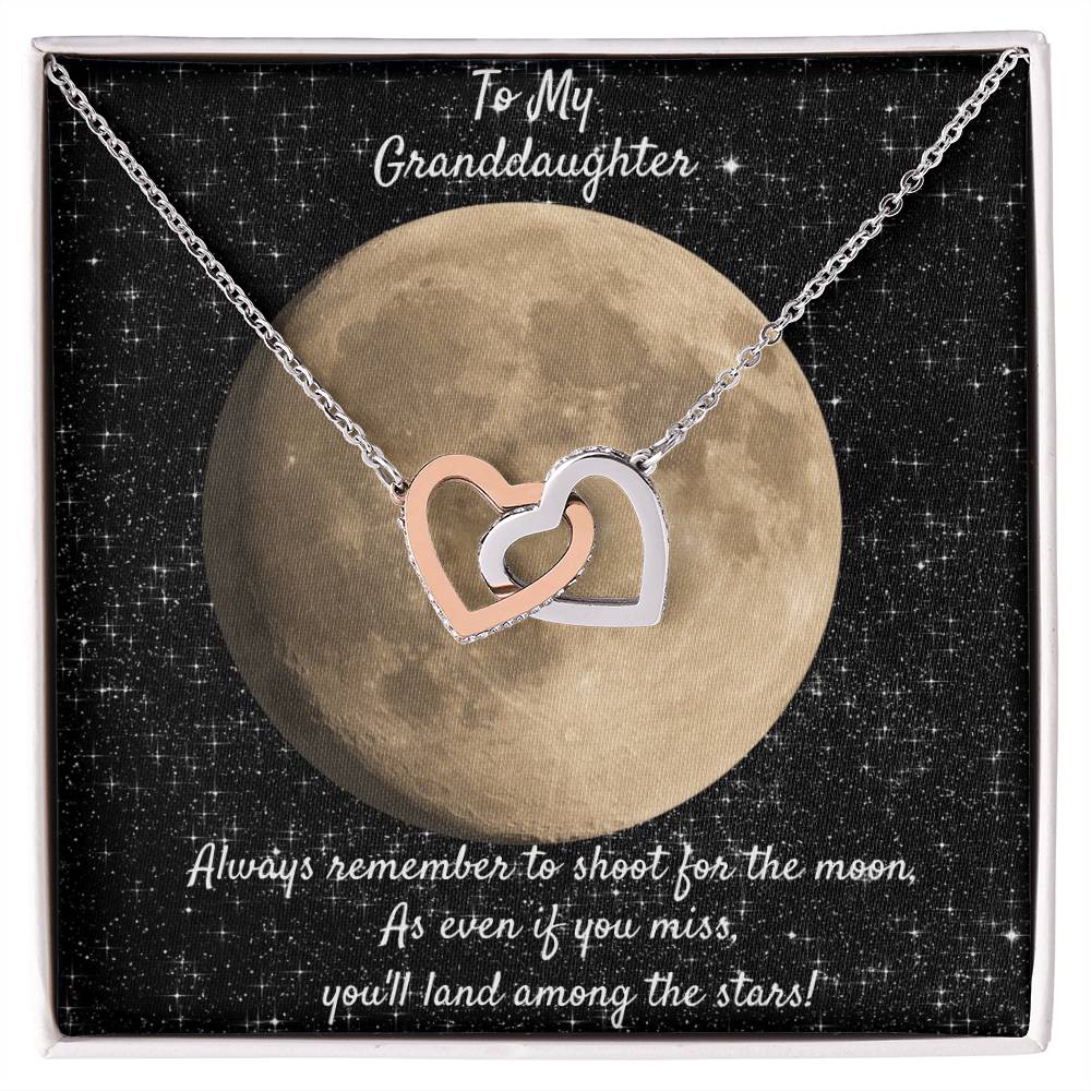 A Special Gift For Your Granddaughter. Two Hearts And An Encouraging Message! Interlocking Hearts Necklace