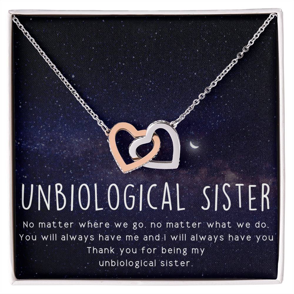 Unbiological Sister Necklace Soul Sister Sorority Sister Sister In Law Necklace Interlocking Hearts Necklace