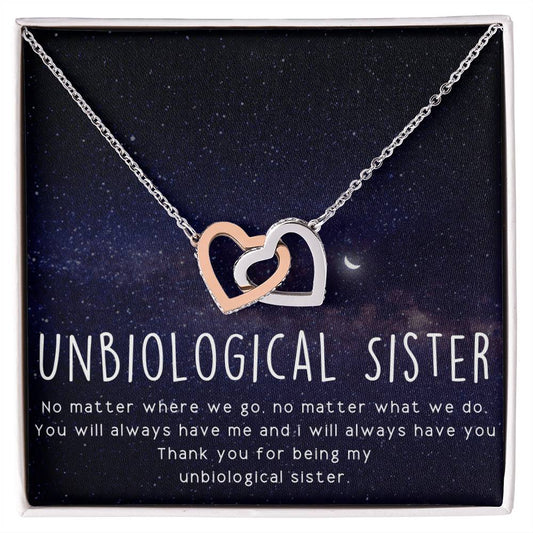 Unbiological Sister Necklace Soul Sister Sorority Sister Sister In Law Necklace Interlocking Hearts Necklace