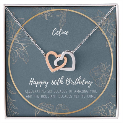 60Th Birthday Interlocking Hearts Necklace